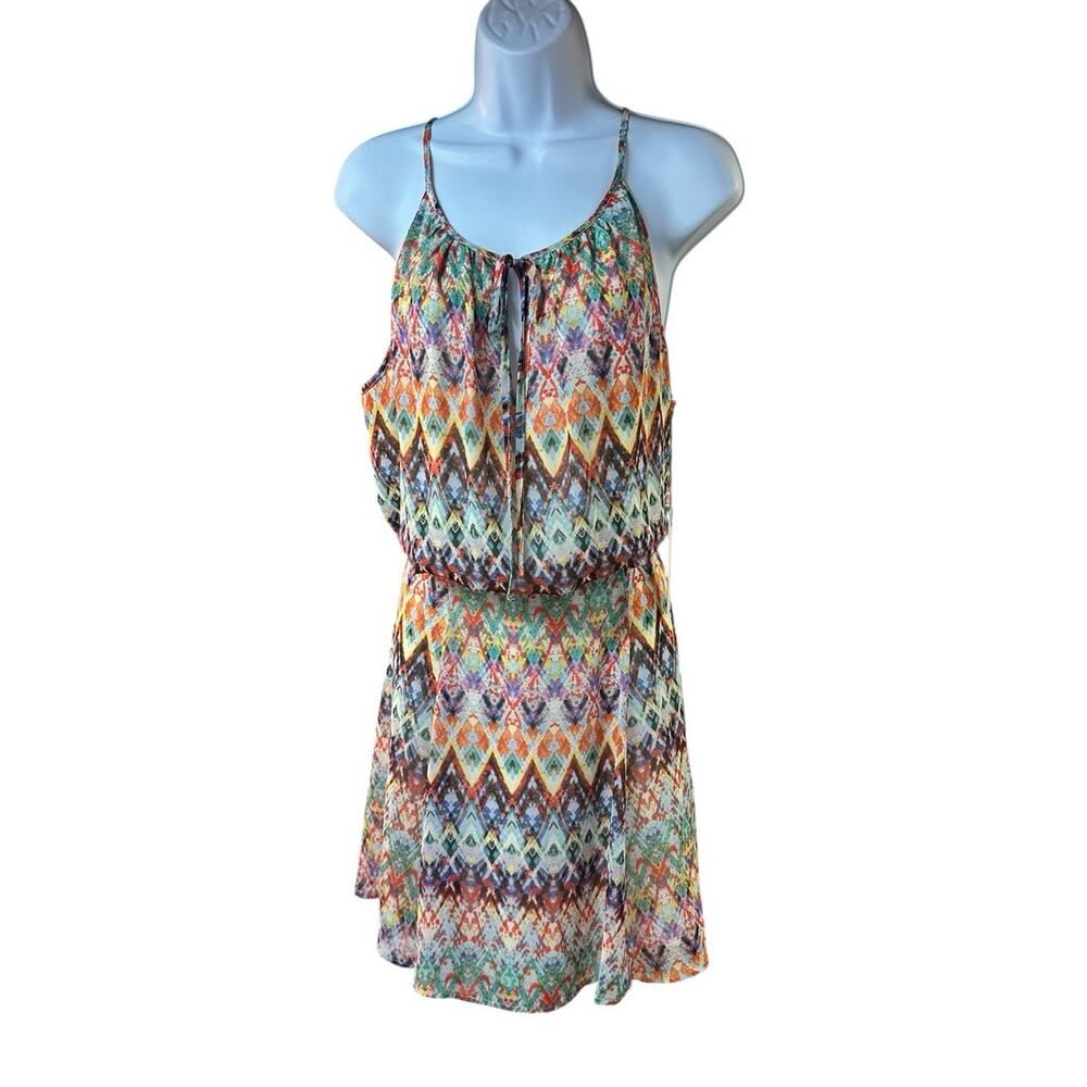 Presley Skye Multicolor Silk Sleeveless Blouson Dress Boho Resort Party Sz XL